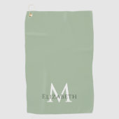 Elegant Sage Green Monogram Name Initial Custom ゴルフタオル (正面)