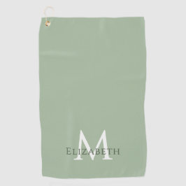 Elegant Sage Green Monogram Name Initial Custom ゴルフタオル