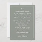 Elegant Sage Green Monogram Wedding 招待状 (正面)