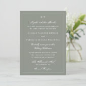 Elegant Sage Green Monogram Wedding 招待状 (スタンド正面)