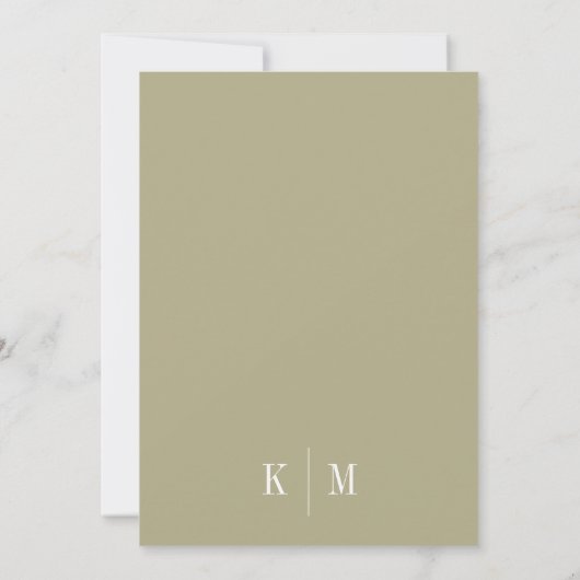 Elegant Sage Green Monogram Wedding  招待状 (裏面)