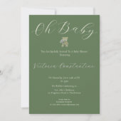 Elegant Sage Green Oh Baby Bear Shower Invitation 招待状 (正面)