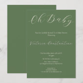 Elegant Sage Green Oh Baby Shower Invitation 招待状 (正面/裏面)