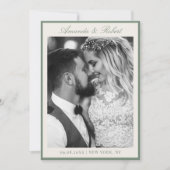 Elegant Sage Green Old Money Photo Wedding セーブザデート (正面)