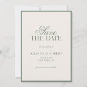 Elegant Sage Green Old Money Photo Wedding セーブザデート (裏面)