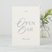 Elegant Sage Green Open Bar Sign 招待状 (スタンド正面)