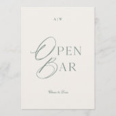 Elegant Sage Green Open Bar Sign 招待状 (正面)