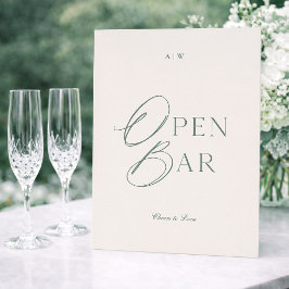 Elegant Sage Green Open Bar Sign 招待状