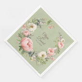 Elegant Sage Green Peony Floral Wedding Napkin (コーナー)