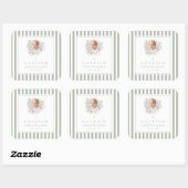 Elegant Sage Green Photo Baptism スクエアシール (シート)