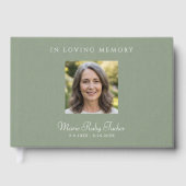 Elegant Sage Green Photo In Loving Memory Funeral ゲストブック (正面)