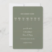 Elegant Sage Green Photo Save the Date Card セーブザデート (裏面)