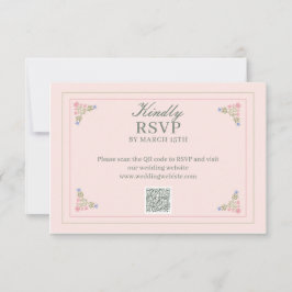  Elegant sage green QR Code RSVP Card サンキューカード