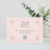  Elegant sage green QR Code RSVP Card サンキューカード (スタンド正面)