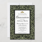 Elegant Sage Green Quinceanera Invitation 招待状 (正面)