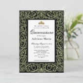 Elegant Sage Green Quinceanera Invitation 招待状 (スタンド正面)