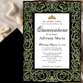 Elegant Sage Green Quinceanera Invitation  招待状