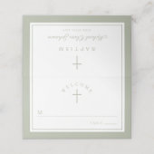 Elegant Sage Green Religious Boy Baptism プレイスカード (外部開封)