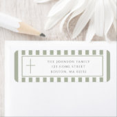 Elegant Sage Green Religious Cross Address ラベル (インサイチュ)