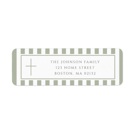 Elegant Sage Green Religious Cross Address ラベル (正面)