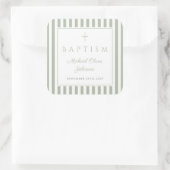 Elegant Sage Green Religious Cross Baptism スクエアシール (バッグ)