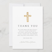 Elegant Sage Green Religious Cross Confirmation サンキューカード (正面)