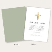 Elegant Sage Green Religious Cross Confirmation サンキューカード