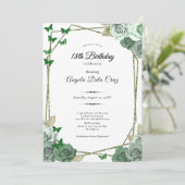 Elegant Sage Green Rose 18th Birthday Debut  招待状 (スタンド正面)