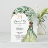Elegant Sage Green Rose Floral Sweet 16 Party 招待状 (スタンド正面)