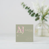 Elegant Sage Green & Rose Pink Wedding Response エンクロージャーカード (スタンド正面)