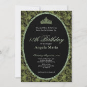Elegant Sage Green Roses 18th Birthday Debut 招待状 (正面)