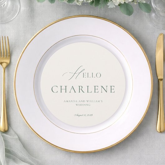 Elegant Sage Green Round Wedding Menu メニュー