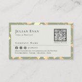 Elegant Sage Green Shiny Ginkgo Gold Leaf Foliage 名刺 (裏面)