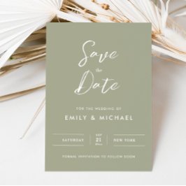 Elegant Sage Green Simple Script Wedding セーブザデート