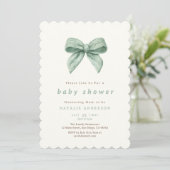 Elegant Sage Green Soft Coquette Baby Shower 招待状 (スタンド正面)