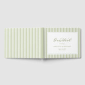 Elegant Sage Green Striped Wedding ゲストブック (全面)