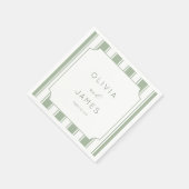 Elegant Sage Green Stripes スタンダードカクテルナプキン (角)