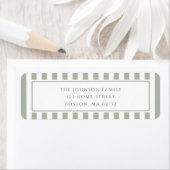 Elegant Sage Green Stripes Address ラベル (インサイチュ)