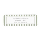 Elegant Sage Green Stripes Address ラベル (正面)