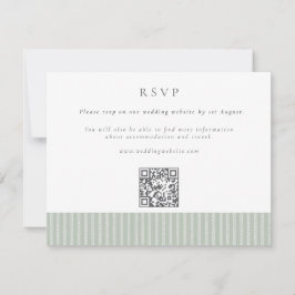 Elegant Sage Green Stripes QR Code Wedding 出欠カード