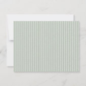 Elegant Sage Green Stripes QR Code Wedding 出欠カード (裏面)