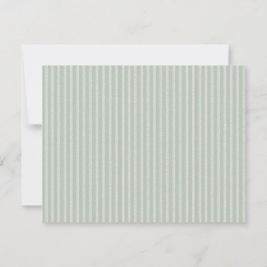 Elegant Sage Green Stripes QR Code Wedding 出欠カード (裏面)