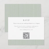 Elegant Sage Green Stripes QR Code Wedding 出欠カード (正面/裏面)