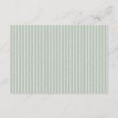 Elegant Sage Green Stripes QR Code Wedding Details エンクロージャーカード (裏面)