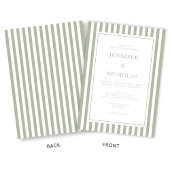 Elegant Sage Green Stripes Wedding 招待状