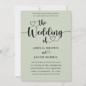 Elegant Sage Green The Wedding of 招待状 (正面)