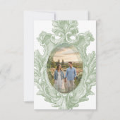 Elegant Sage Green Toile French Manor Photo セーブザデート (裏面)
