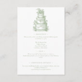 Elegant Sage Green Toile French Manor Wedding エンクロージャーカード (正面)