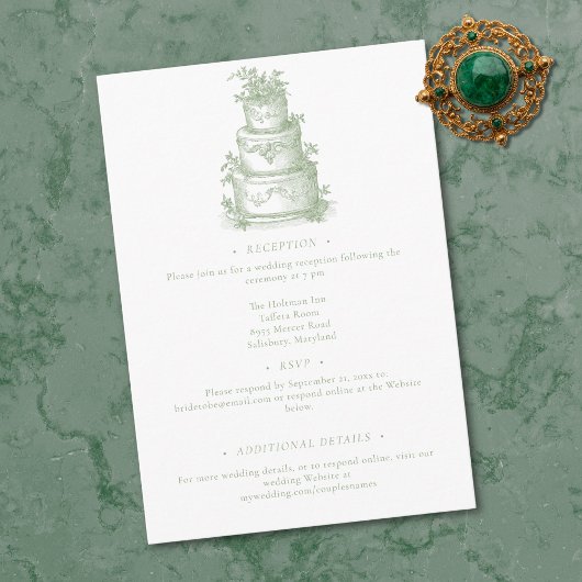 Elegant Sage Green Toile French Manor Wedding エンクロージャーカード