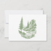 Elegant Sage Green Toile French Manor Wedding 出欠カード (裏面)